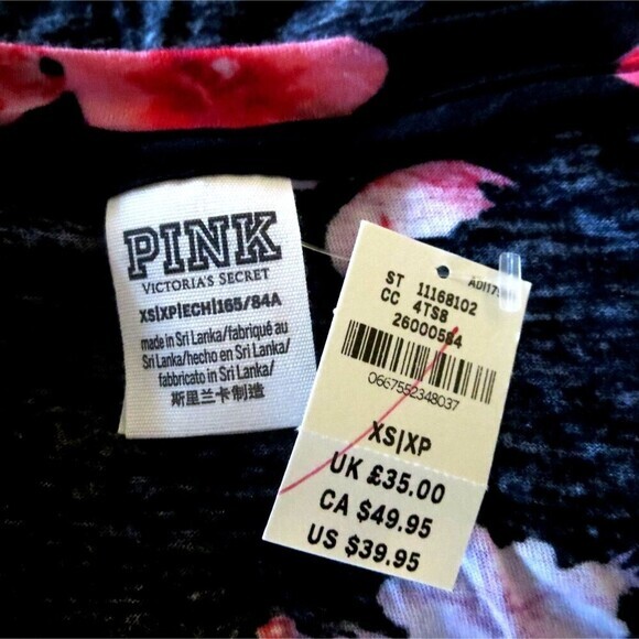 PINK VICTORIA'S‎ SECRET Cropped Floral, Bling Tee Size XS/XP - Picture 11 of 12